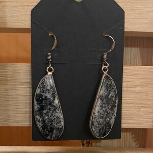 Black and Silver Stone Sterling Earrings